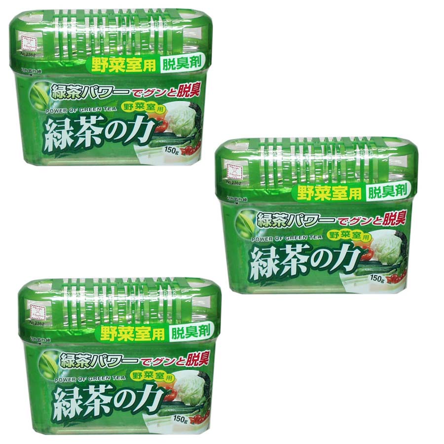 Bộ 3 hộp kháng khuẩn, khử mùi tủ lạnh nhanh chóng và tiện lợi tinh chất trà xanh - Hàng nội địa Nhật