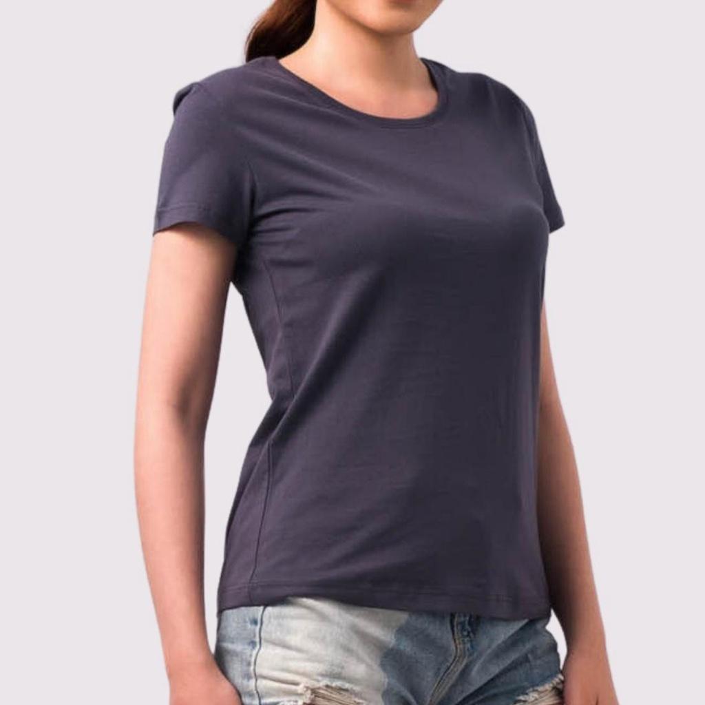 Áo Phông Nữ Cổ Tròn Màu THAN CHÌ 100% Cotton Cao Cấp, Công Nghệ Khử Mùi Ag+, An Toàn Cho Da - Gold Rhino