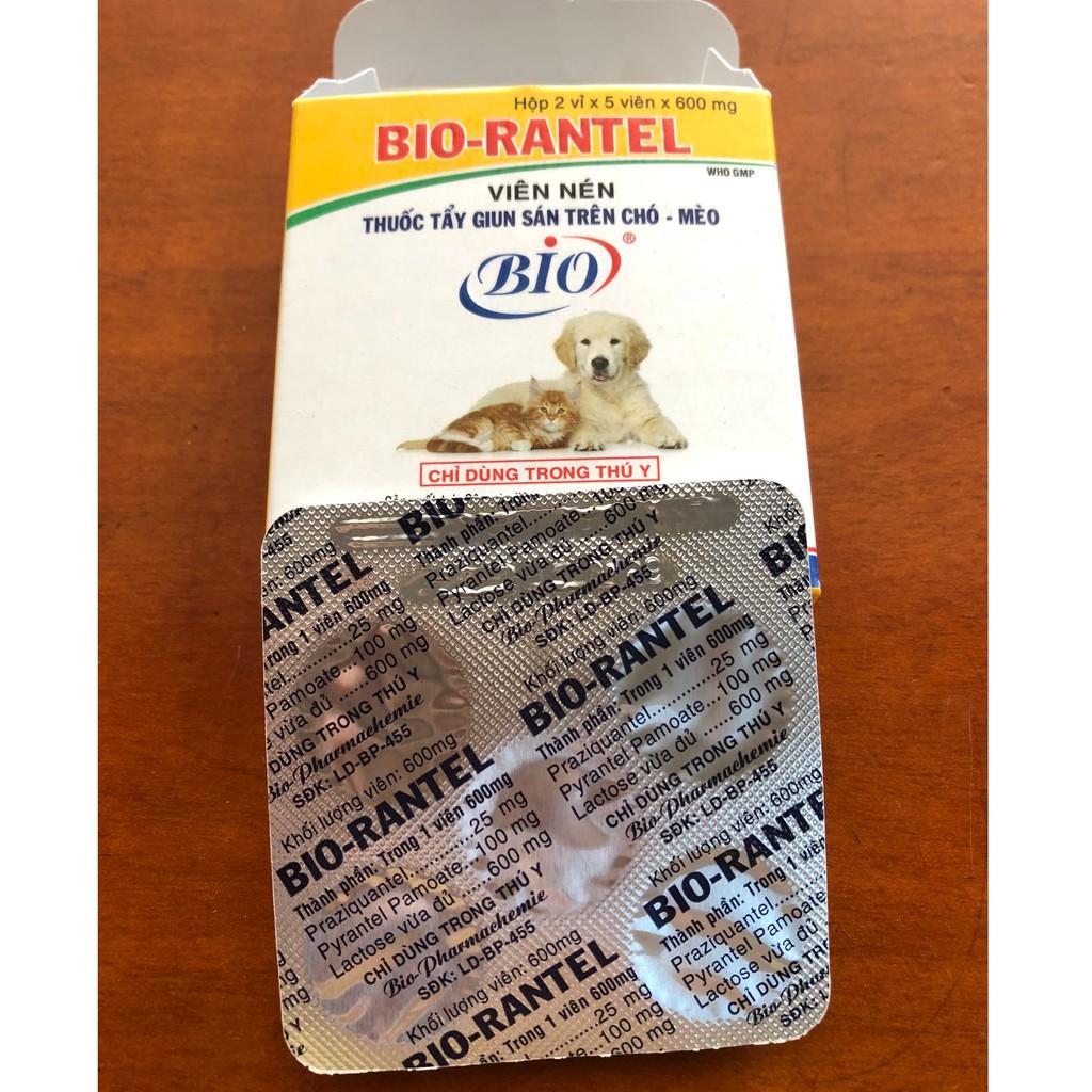 BIO RANTEL tẩy giun sán cho chó mèo - 1viên/5kg thể trọng - sổ giun cho chó mèo