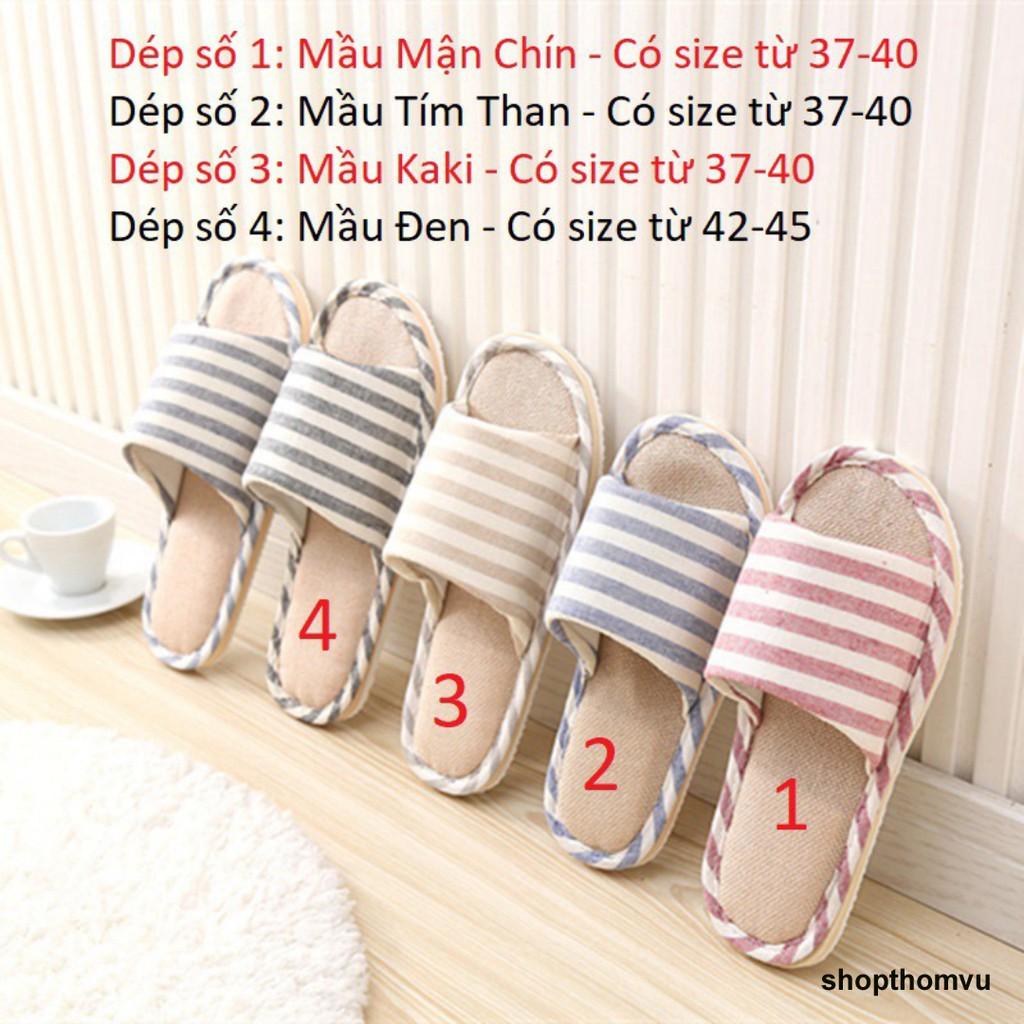 Dép vải đi trong nhà Kẻ sọc - Mầu Kaki