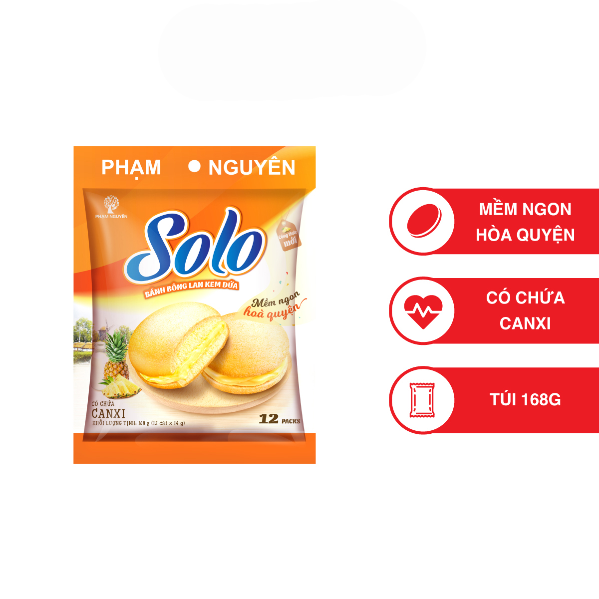 Bánh Solo kem dứa NEW 168 (14g x 12cái )