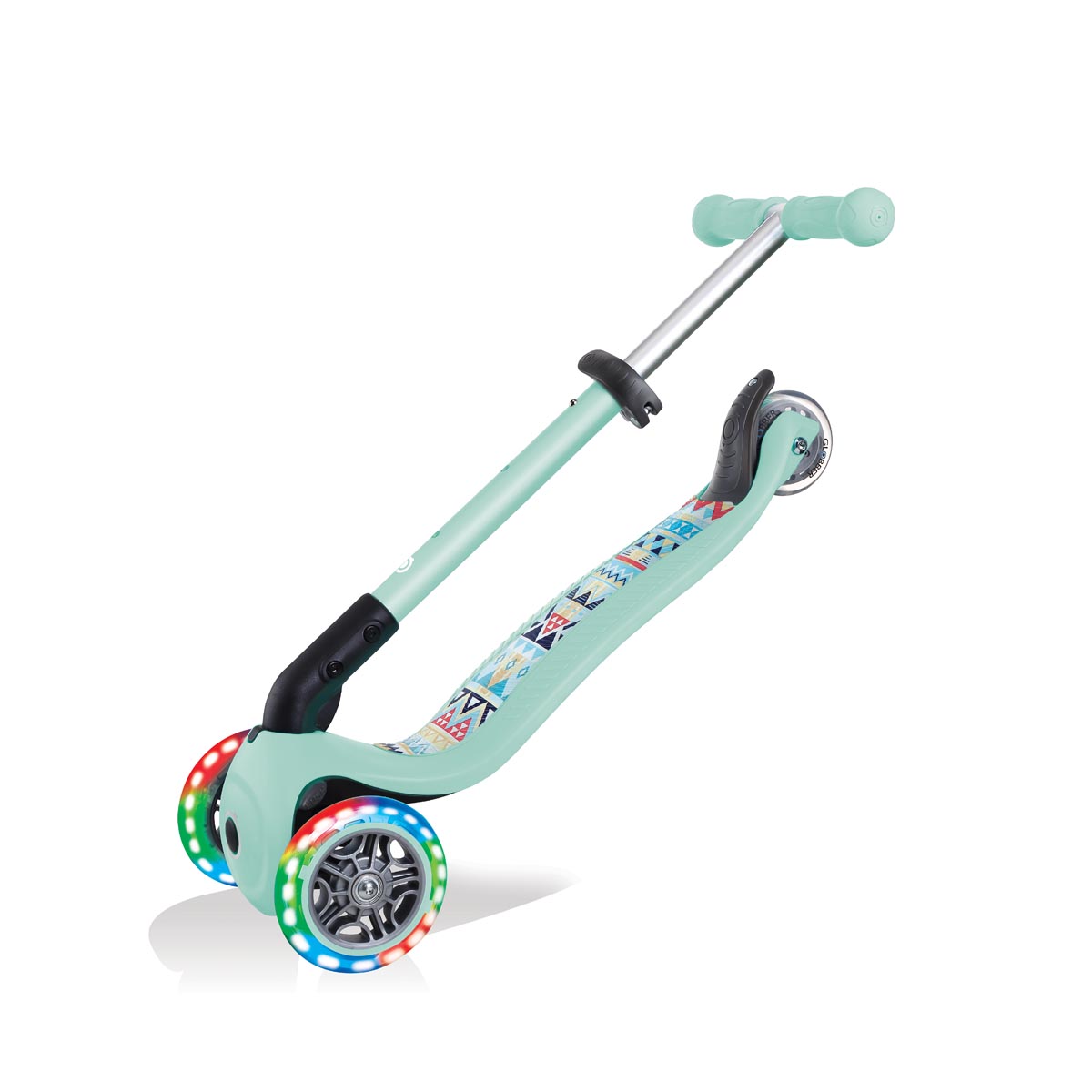 Xe Trượt Scooter 3 Bánh Gấp Gọn Có Bánh Xe Phát Sáng Globber Junior Fantasy Cho Trẻ Em Từ 2 Đến 6 Tuổi - Xanh Mint Có Họa Tiết