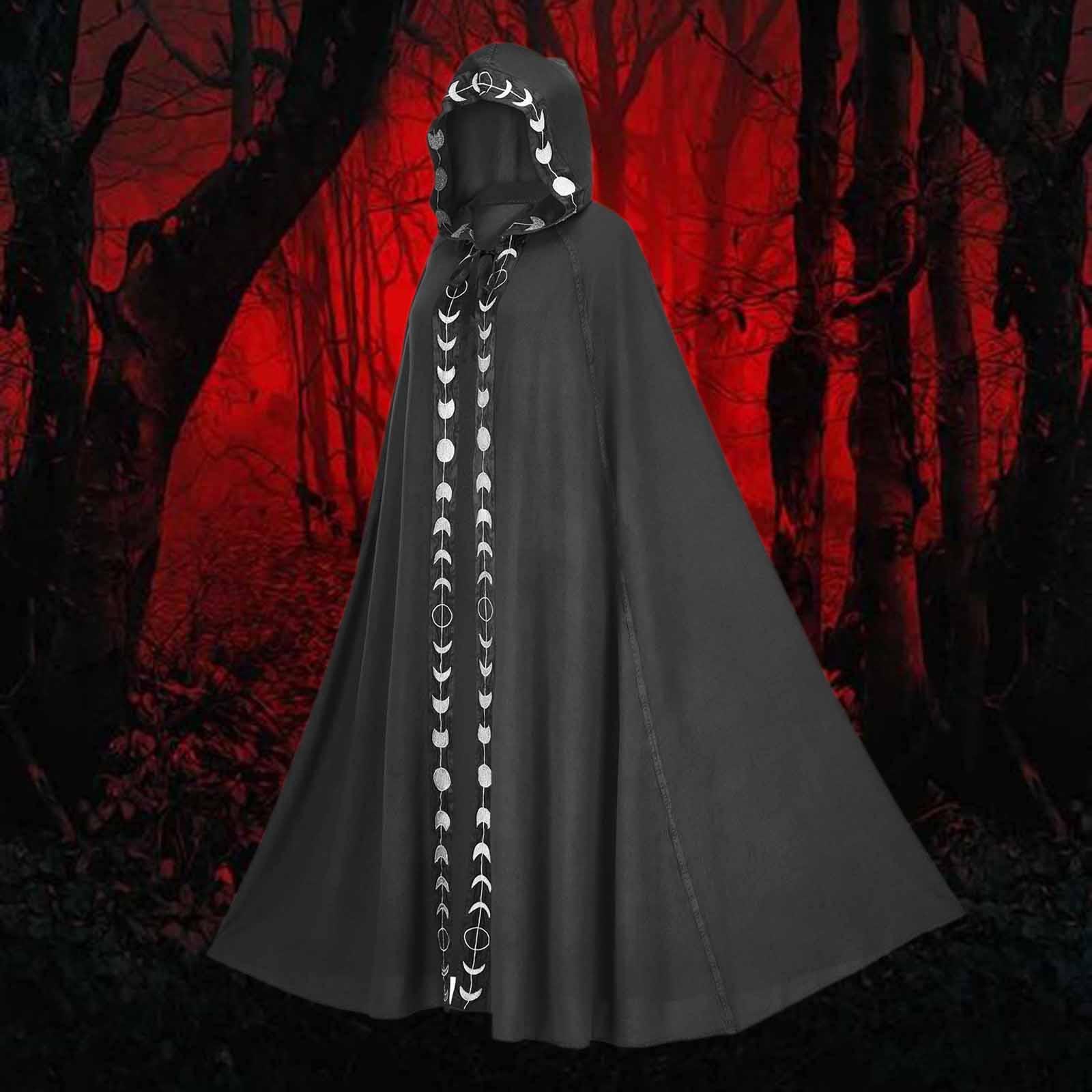 Halloween Cosplay Long Hooded Cloak Cape Wizard Devil Outfit Durable Versatile Devil Costume for Christmas Party Costume Ball