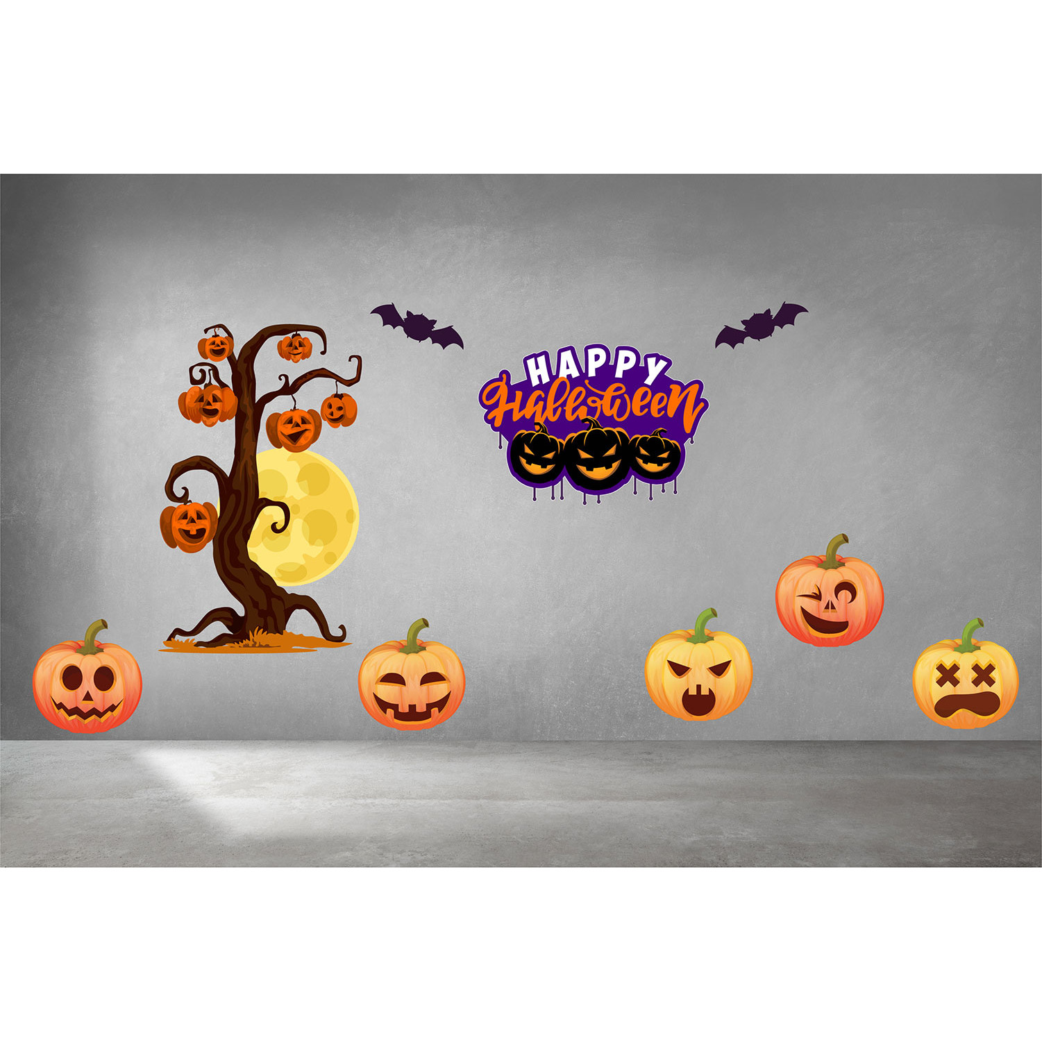 Decal trang trí Halloween 2020 combo hội bí ngô