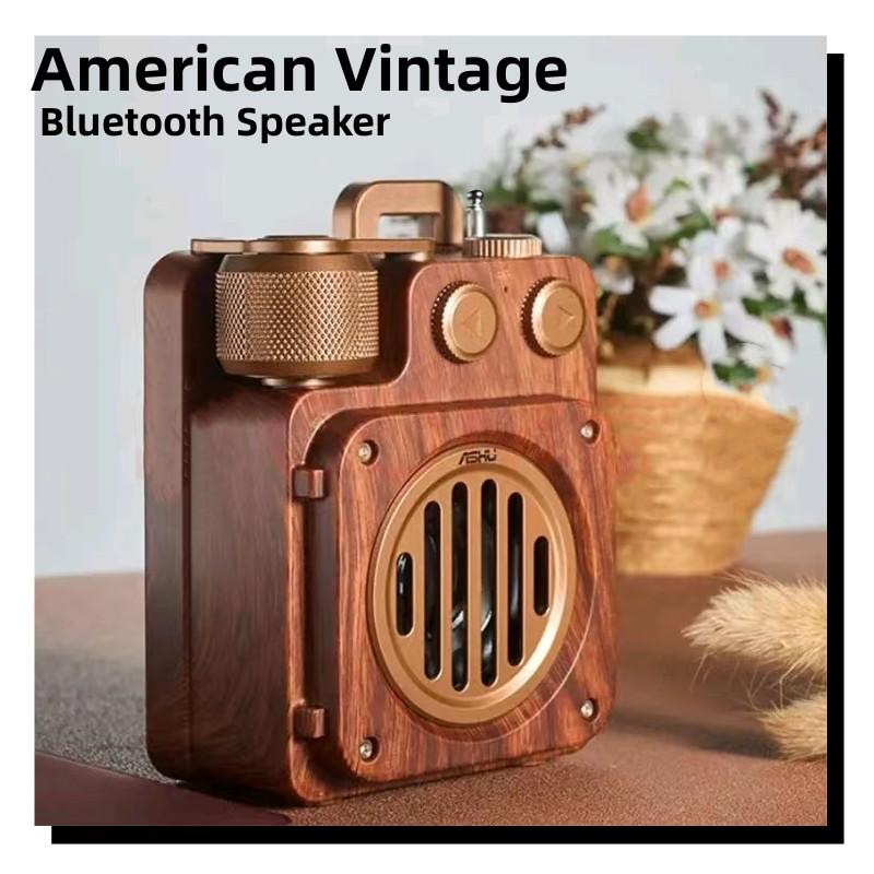 Loa Bluetooth Retro Đài phát thanh mini di động ngoài trời loa nhỏ không dây máy tính loa siêu trầm âm lượng lớn Màu sắc: Vàng A6