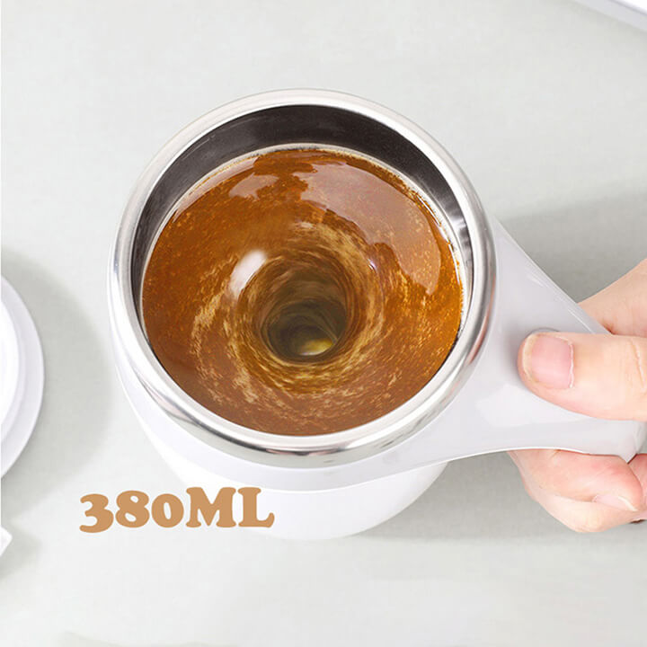 Cốc giữ nhiệt pha cà phê tự khuấy lõi Inox 304 dung tích 380ml, Ly tự khuấy nam châm pha đồ uống, trà Coffee thông minh-XY221