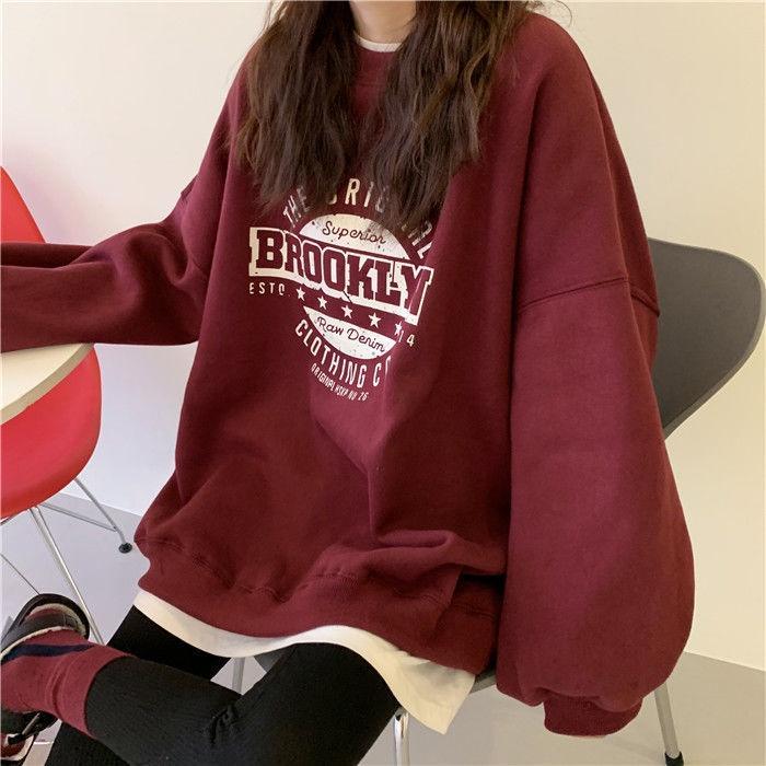 Áo Sweater Tay Dài Cổ Tròn Dáng Rộng Thời Trang Mùa Thu Phong Cách Hàn Quốc Cho Nữ