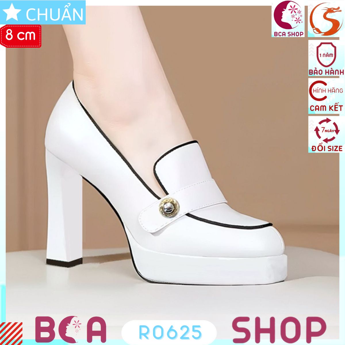 Cao gót nữ đế đúp 8p RO625 ROSATA tại BCASHOP thiết kế mũi vuông sành điệu, gót trụ thời trang và sang trọng