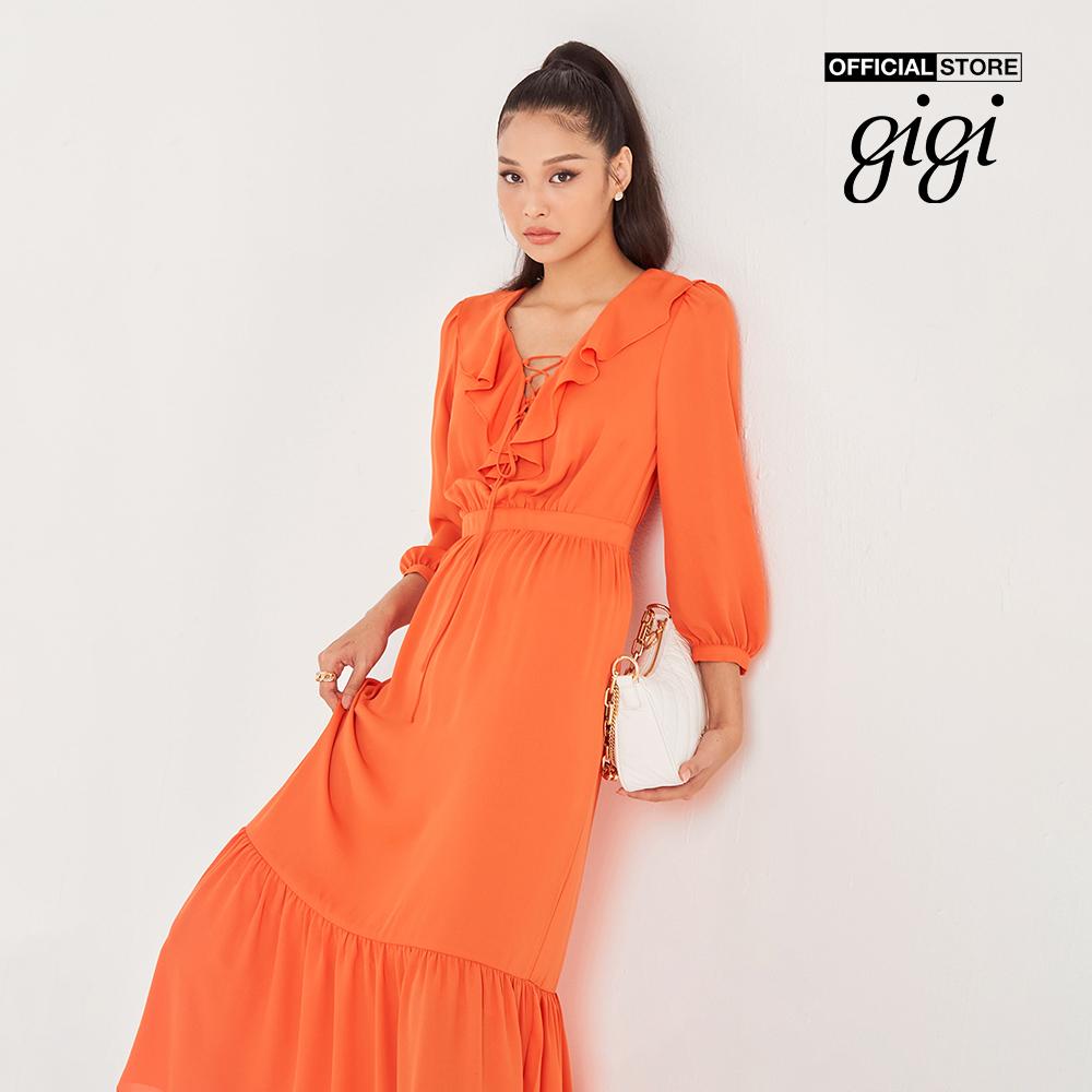 GIGI - Đầm midi phom suông tay dài hiện đại G2102D221104-74-Size:38