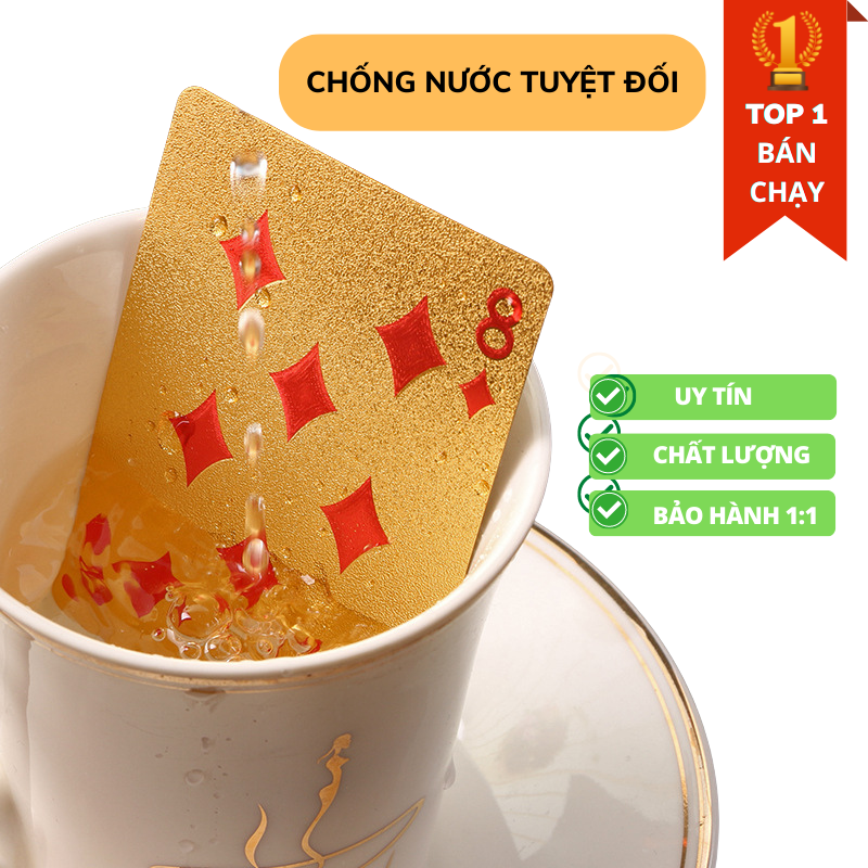 Hình ảnh Bộ Bài Tây Poker Mạ Si Vàng Cao Cấp - Tú Lơ Khơ Phủ Nhũ Vàng Chính Hãng Amalife – Bộ 54 Lá Bài Tây Pocker Nhựa Dẻo Chống Thấm Nước Chống Gãy