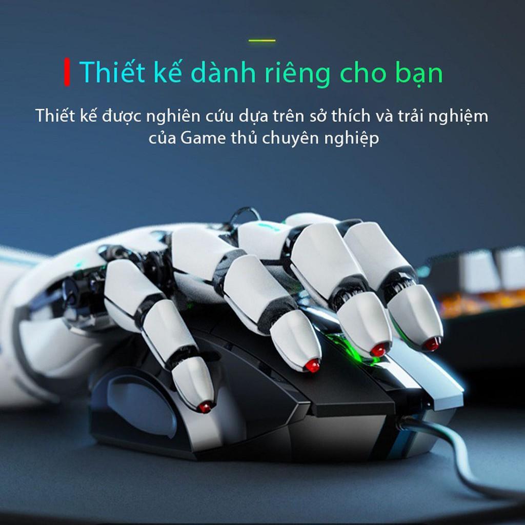 Chuột máy tính gaming, chuột chơi game P1W bản có dây và không dây tắt âm silent 7200 DPI Led RGB