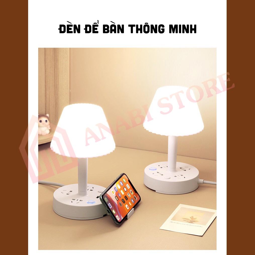 Đèn Ngủ Thông Minh 3 Chế Độ Sáng - Đèn Ngủ Kiêm Ổ Cắm Điện và Cổng Sạc USB