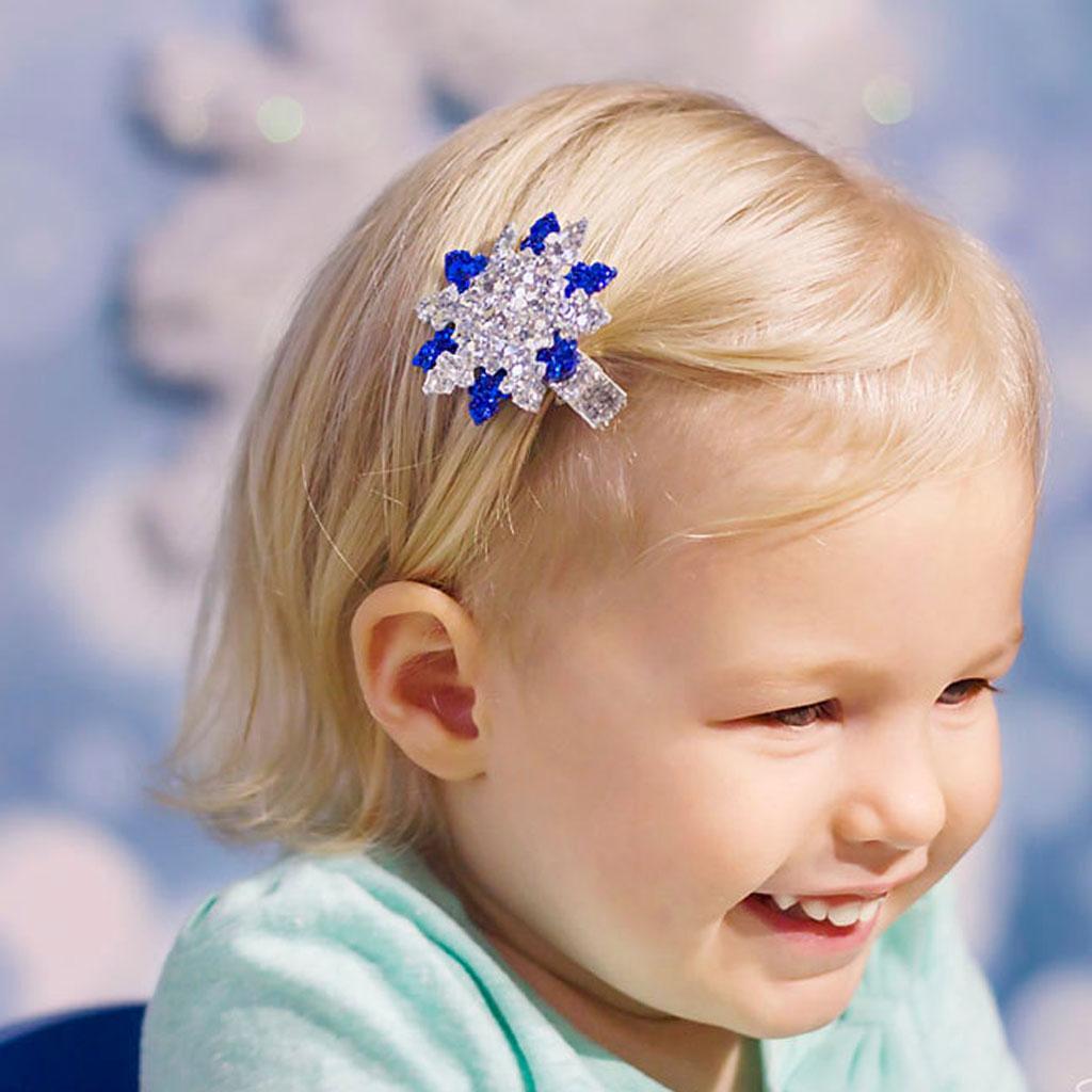 2-8pack 1Pc Sequins Snowflake Hair Clip Barrettes Hairpin Kids Girls Silver Blue
