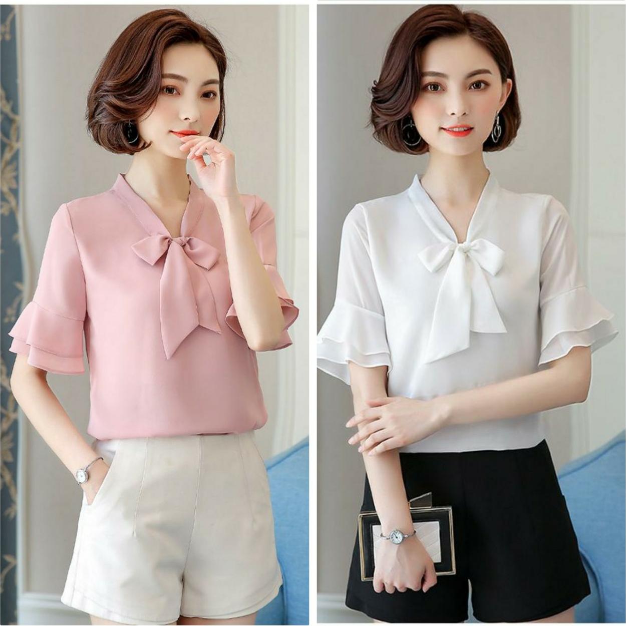 ÁO SƠ MI CỔ NƠ TAY LOE DUYÊN DÁNG NT3305
