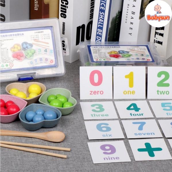 Đồ Chơi Gắp Bi Gỗ- Giáo Cụ Luyện Vận Động Tinh, Sự Khéo Léo, Tập Trung Cho Bé