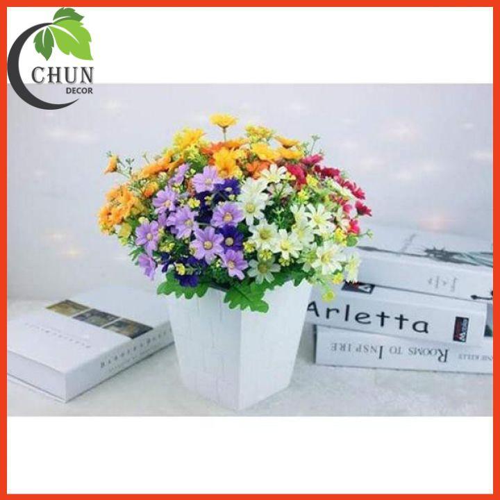 BìnhHoa Lụa Cánh Bướm Miệng Vuông Trang Trí Nhà Cửa, Văn Phòng, Cửa Hàng