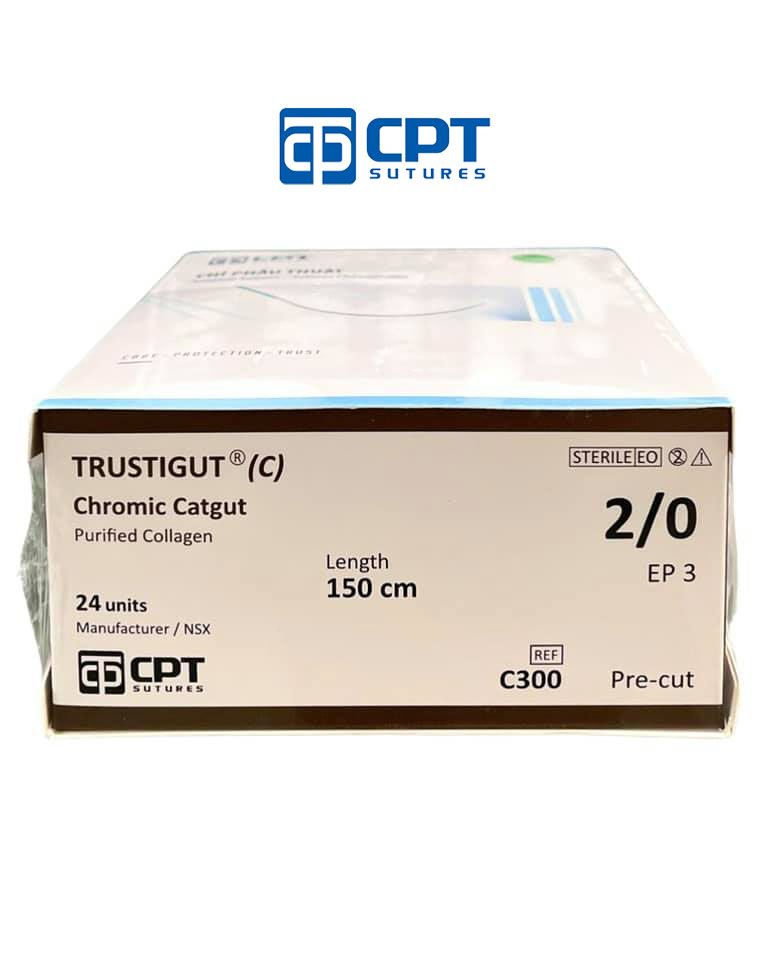 Chỉ phẫu thuật tự tiêu tan chậm CPT Trustigut (C) Chromic Catgut số 2/0 - C300