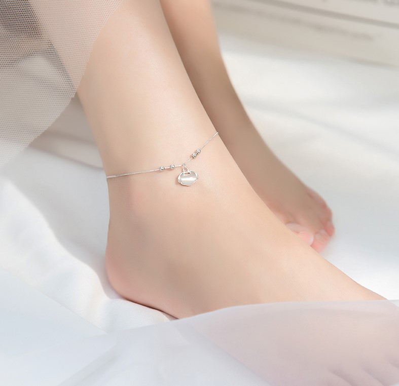 Lắc Chân Bạc Nữ - Kiểu Đá Mắt Mèo Độc Đáo - LCBN224 + Tặng Hộp Đựng Lắc Đẹp + Tặng Khăn Lau Bạc