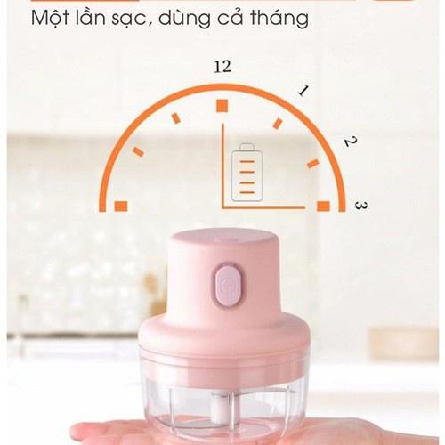 Máy Xay Tỏi Ớt Cầm Tay Mini Dung Tích 250Ml Xay Củ Quả Đồ Ăn Dặm Sạc USB Siêu Tiện Lợi