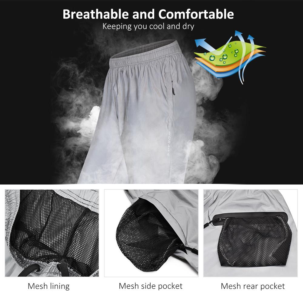 Quần tập thể dục phản quang, thể thao ban đêm bằng vải polyester, chống gió và thấm nước.