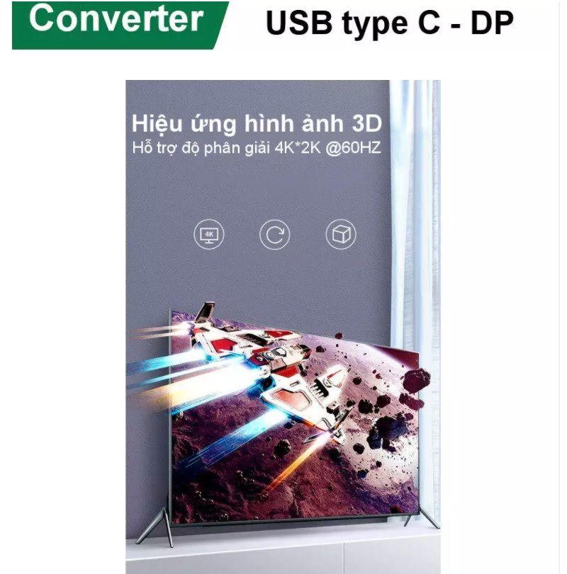 Ugreen UG70451US321TK 4K 60Hz USB type C sang DP Đầu đổi vỏ nhôm màu xám - HÀNG CHÍNH HÃNG