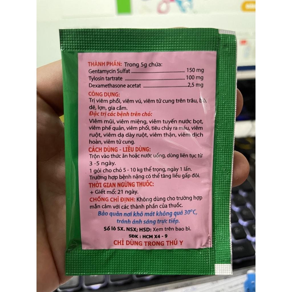 Cốm tiêu hóa Genta - Tylo - D gói 5g - dùng cho chó mèo heo bò gà - công ty Minh Huy