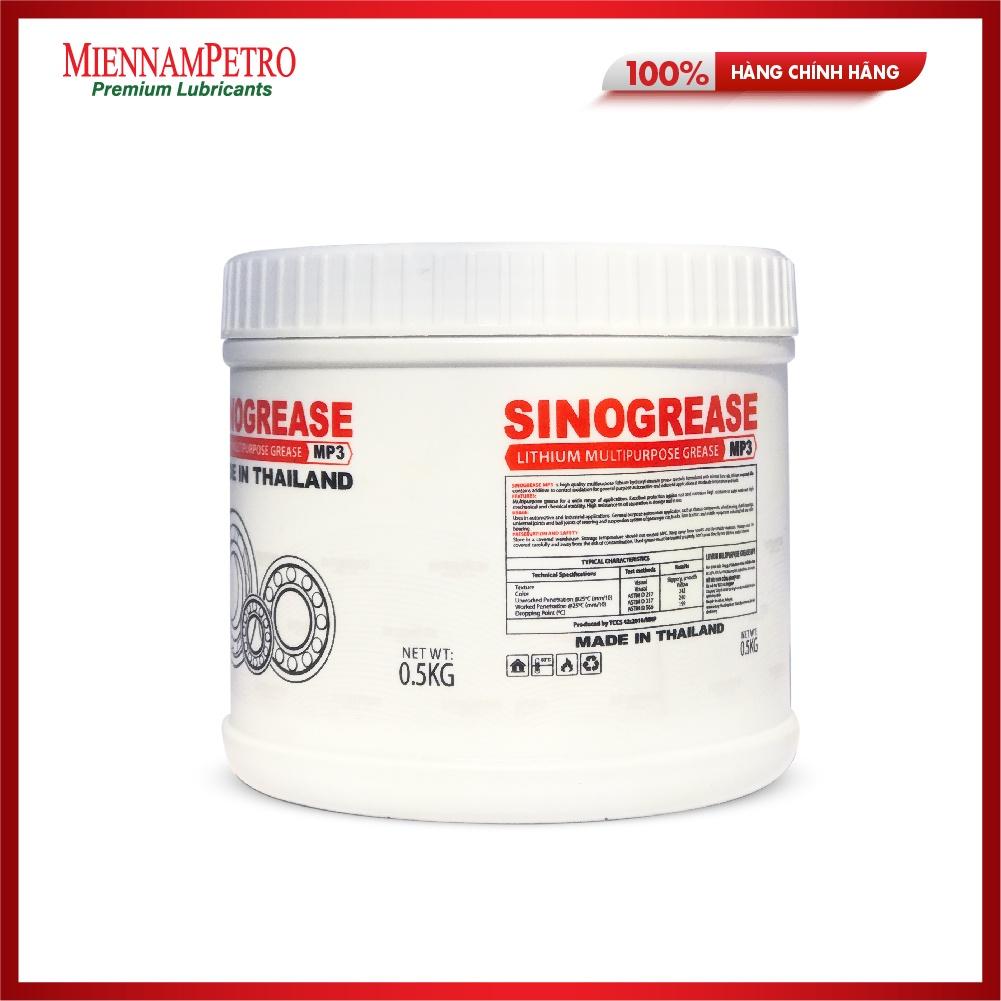 Mỡ Bôi Trơn MiennamPetro Sinogrease Lithium Multipurpose Grease MP3 0.5Kg Đa Dụng Bảo Vệ Động Cơ Xe Ô Tô, Công Nghiệp