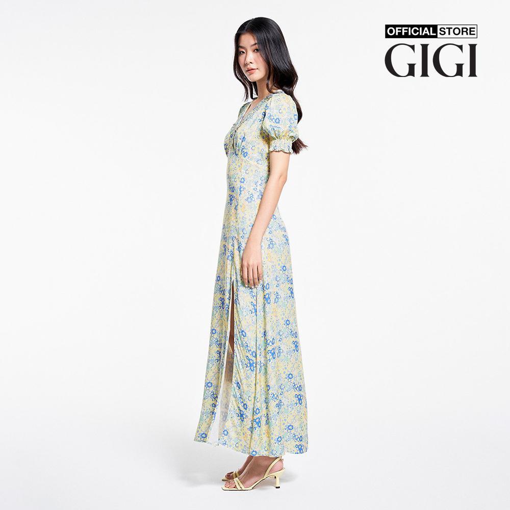 GIGI - Đầm midi cổ V tay ngắn xẻ tà thời trang G2102D233146