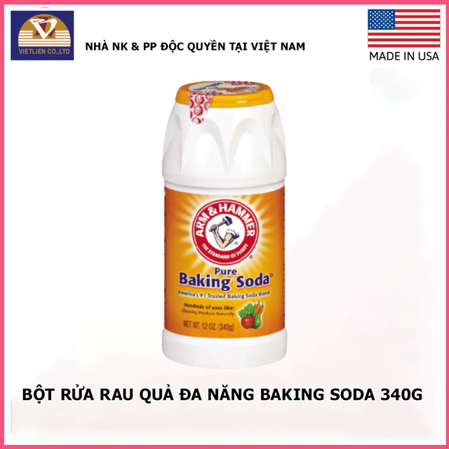 Bột rửa rau củ quả Baking soda Arm &amp; Hammers Mỹ 340gr