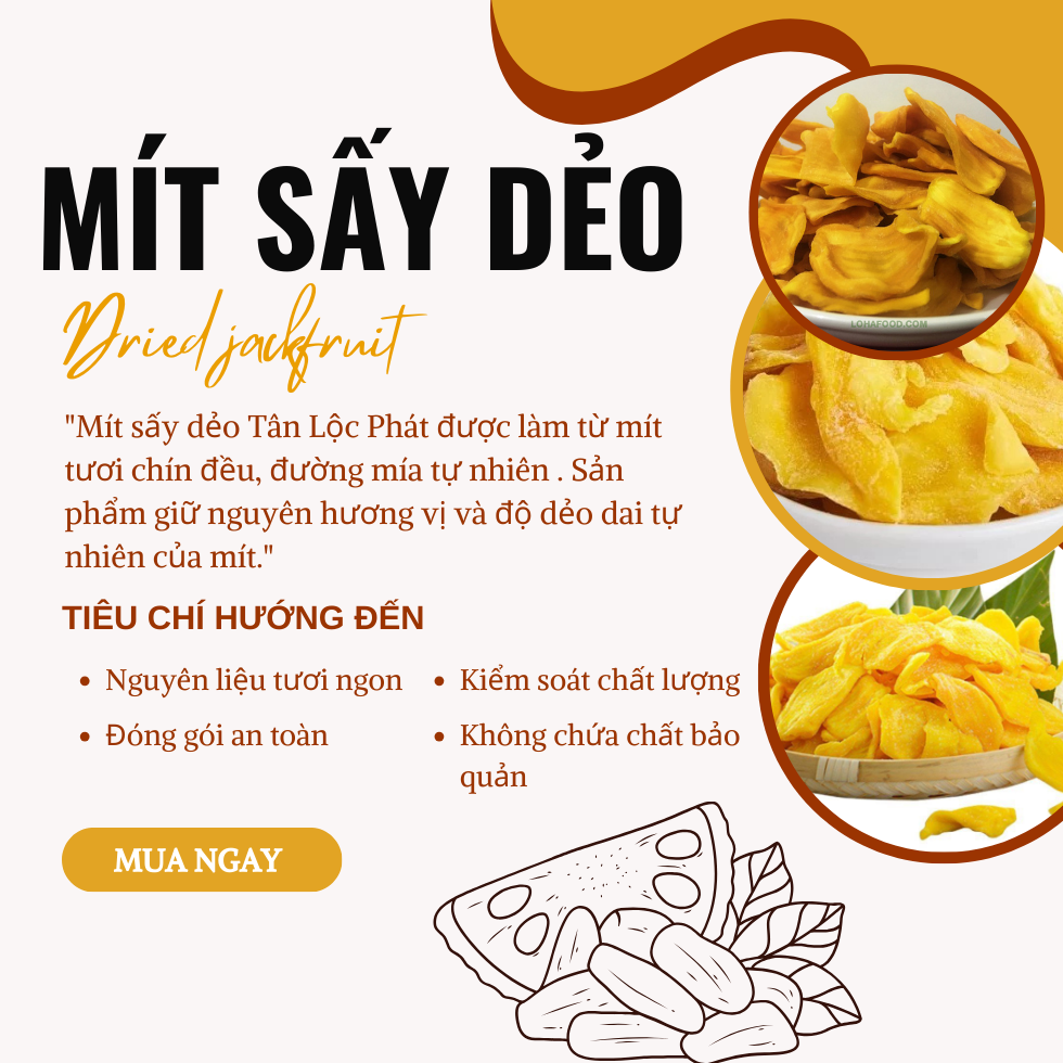 [HỘP TẾT] Mít Thái Sấy Dẻo Tân Lộc Phát Hộp 350g
