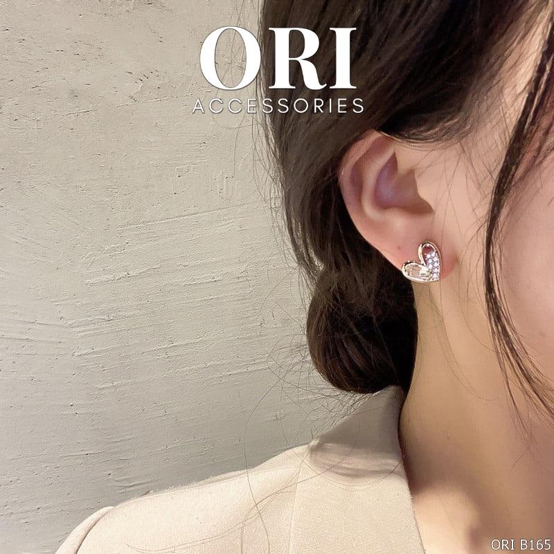 Bông tai nữ Trái tim đính đá Acacia đáng yêu ORI ACCESSORIES B165