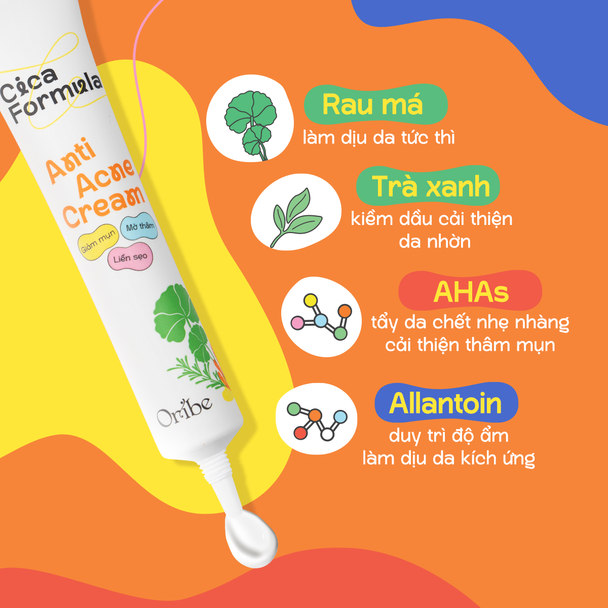 Kem chấm mụn rau má Oribe Cica Formula giảm mụn mờ thâm ngăn ngừa sẹo mụn 20g