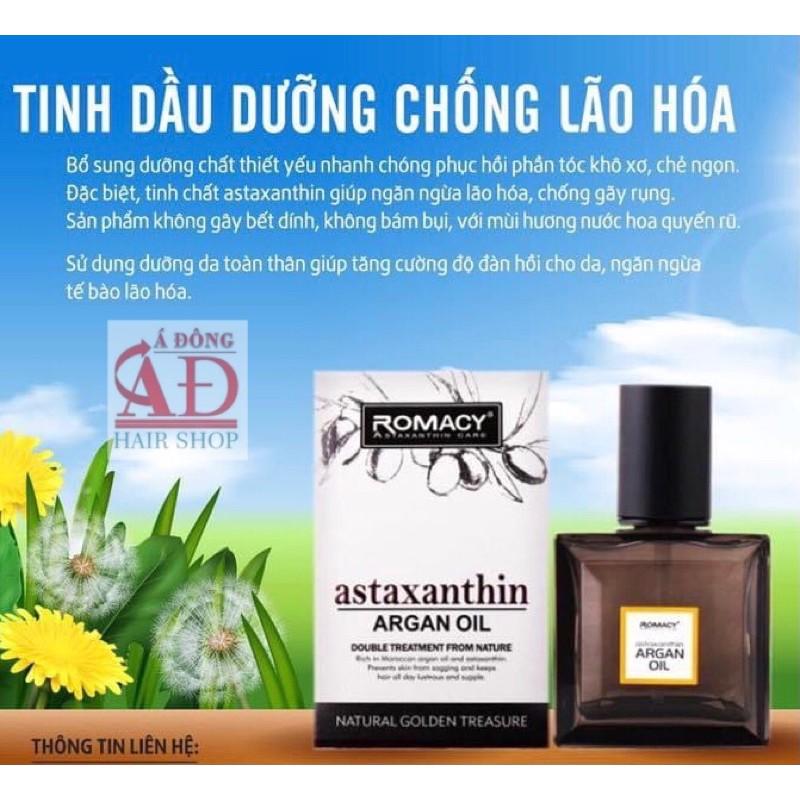 [+Tặng mũ trùm] TINH DẦU DƯỠNG TÓC ROMACY ASTAXANTHIN ARGAN OIL 55ML + Gội xả gói Karseell 15ml