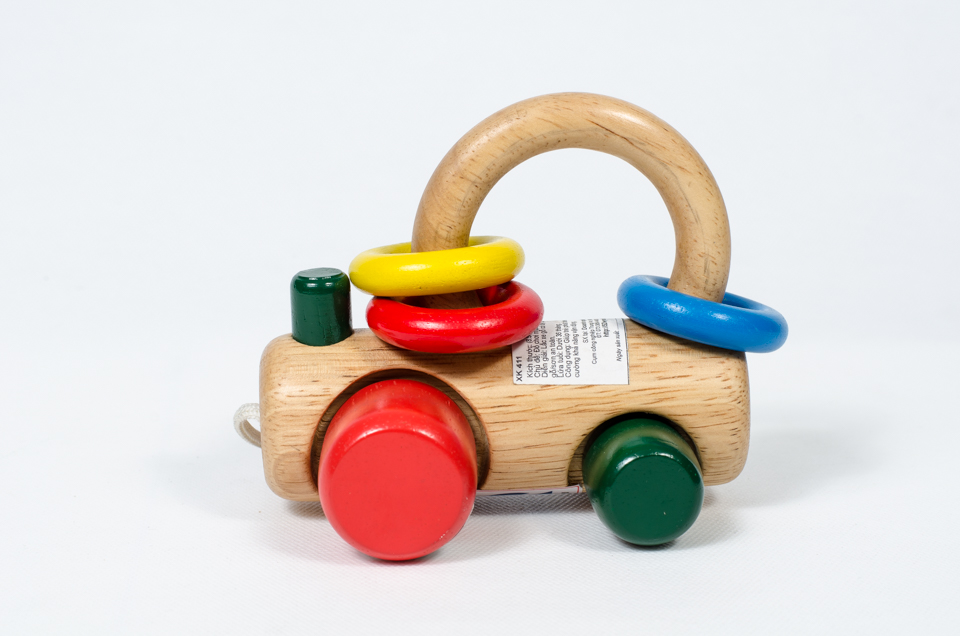 Lắc xe đua gỗ tự nhiên an toàn | Đồ chơi cho trẻ sơ sinh, đồ chơi vận động và âm thanh 2 trong 1