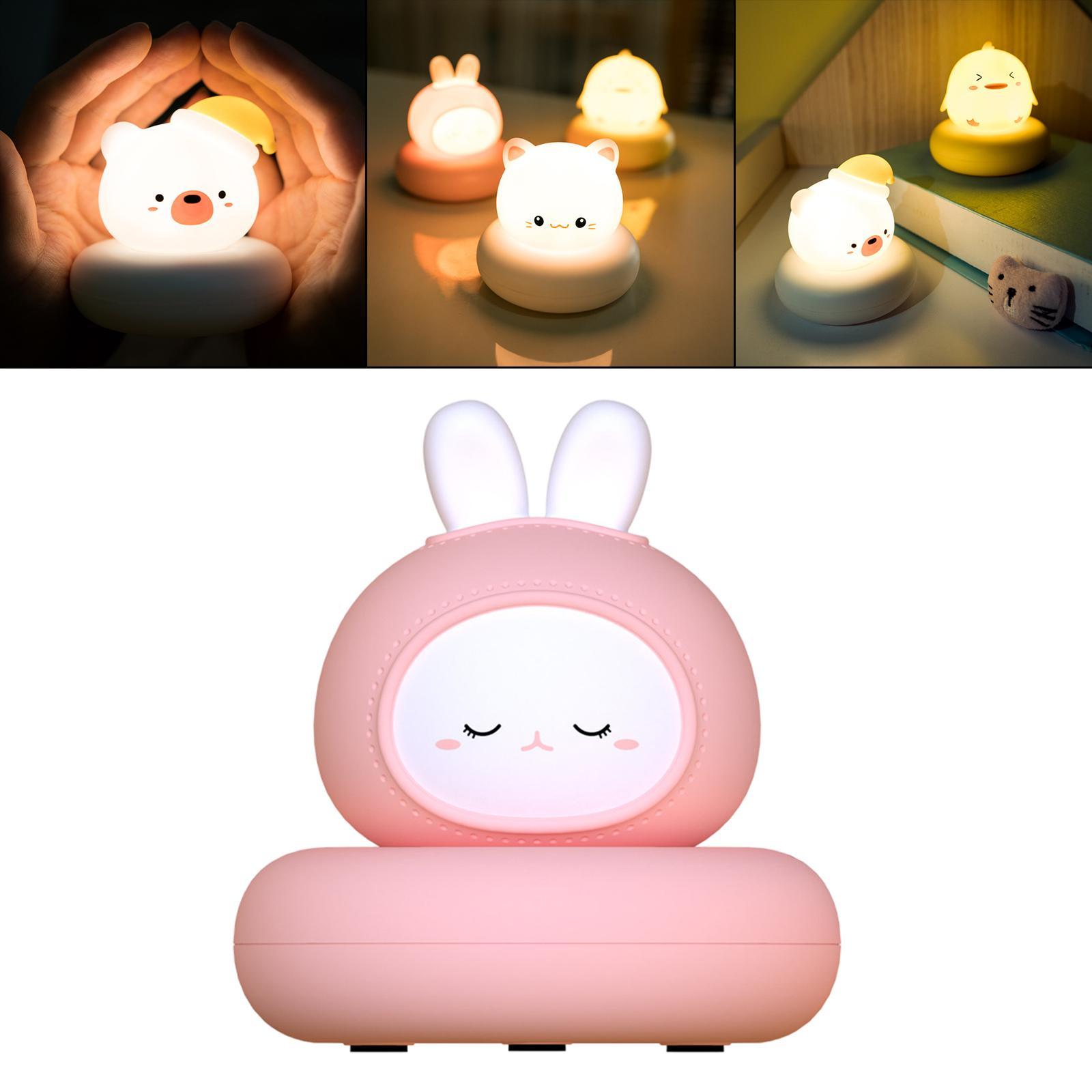 LED Night Lights Rechargeable Cartoon Portable for Bedside Bedrooms Rabbit