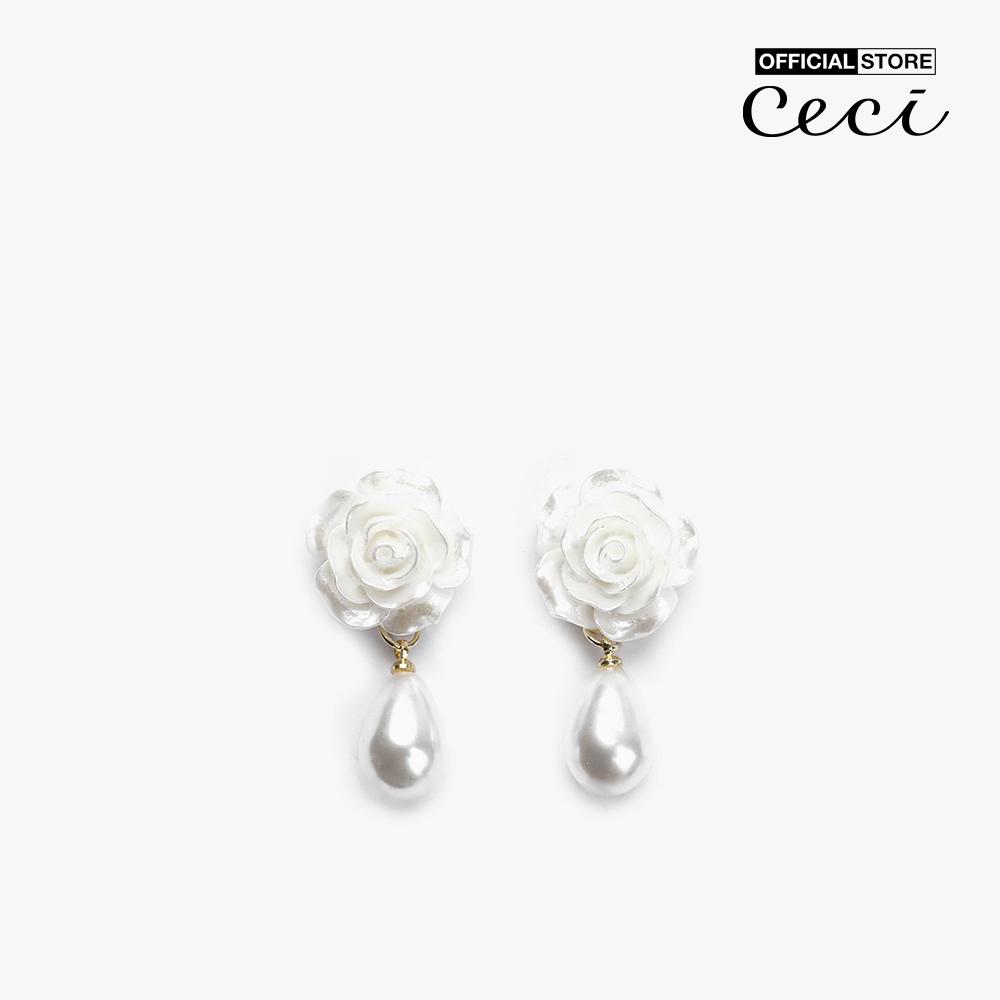 CECI - Khuyên tai nữ dáng thả thiết kế hoa hồng thanh lịch CC1-09000087-03