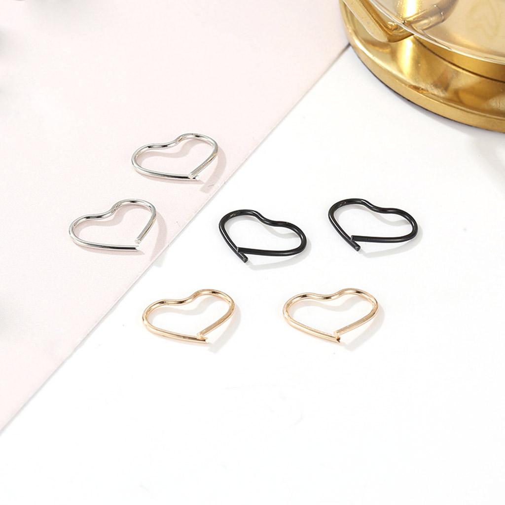 Alloy Ear Stud Rings Heart-Shaped Piercing Body Jewelry Ear Hoop Gold