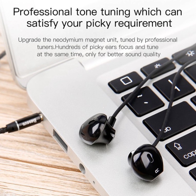 Tai Nghe Có Dây Mic Bass Âm Thanh Jack 3.5Mm Cho Điện Thoại Samsung Xiaomi - Hàng Chính Hãng Baseus
