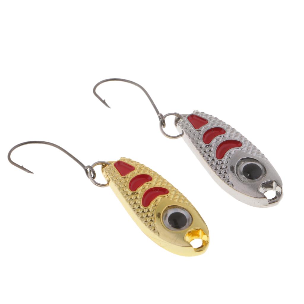 2Pcs Metal Spoons Fishing Lures Hard Sequins Baits with Single Hook