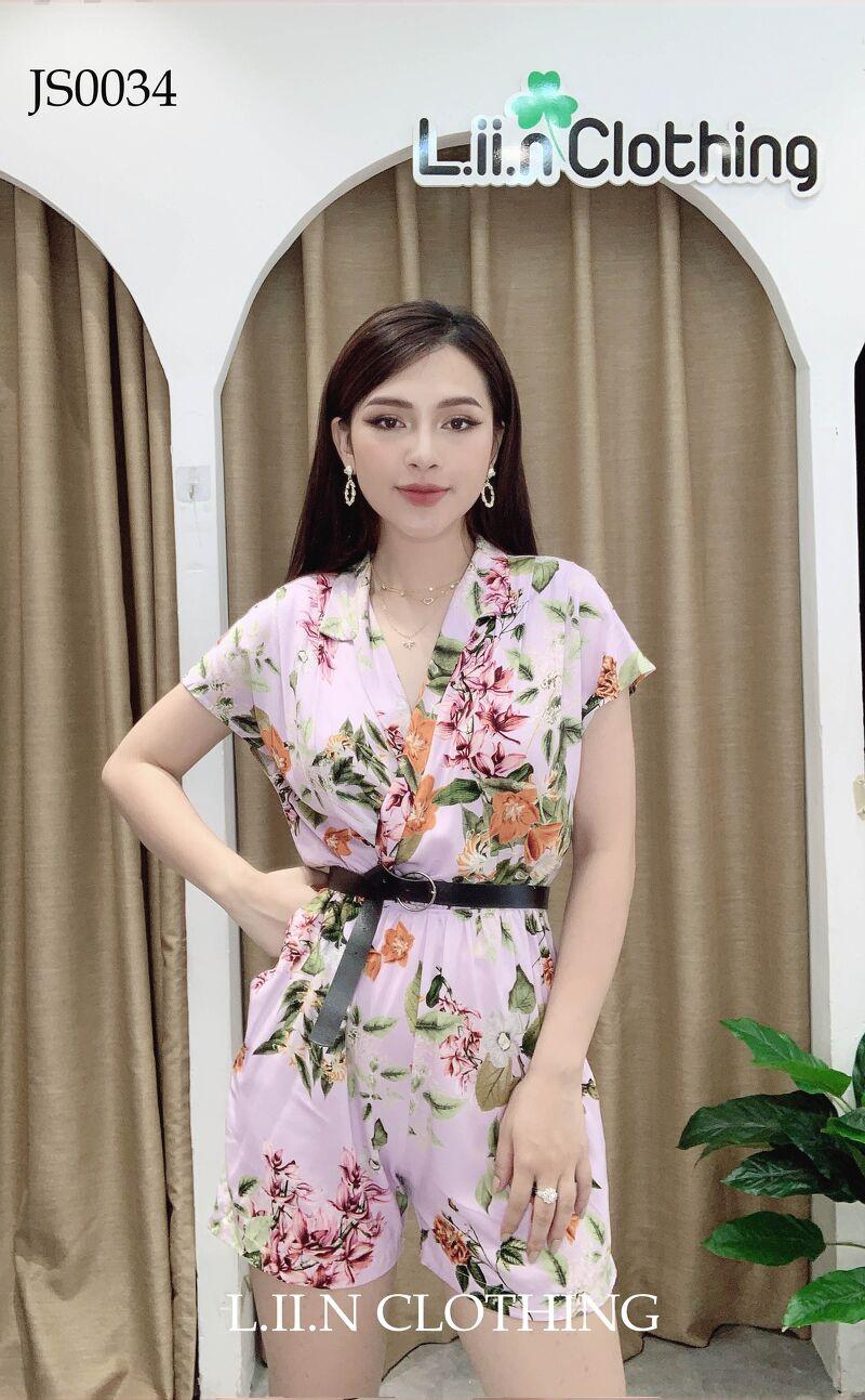 Jumpsuit nữ hóa tiết Tím Hoa Lá, Jumpsuit LIIN Clothing cao cấp JS0034