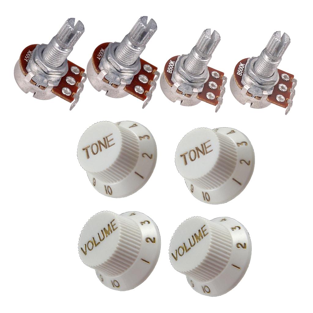 A500K B500K Split Shaft Audio Taper Pots Volume Tone Control Knob Accessory