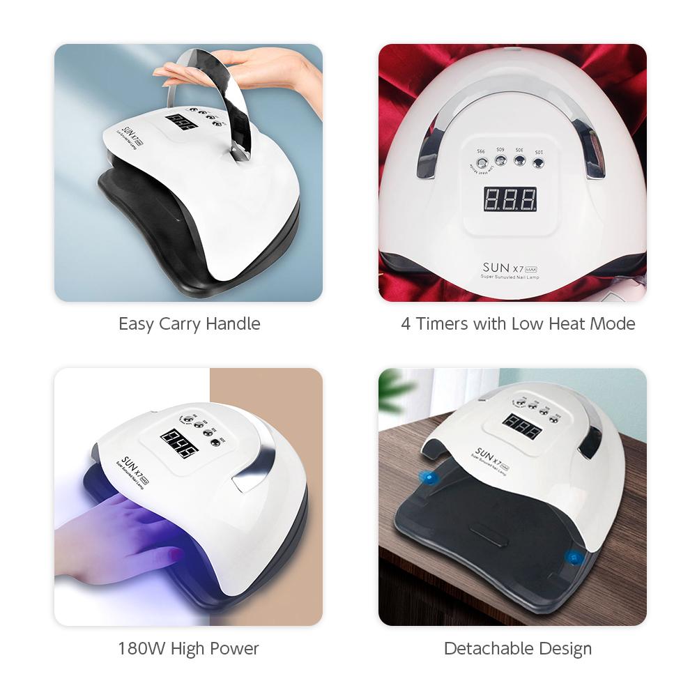 Máy sấy móng tay sơn gel bằng đèn led UV 180W với 4 chức năng hẹn giờ