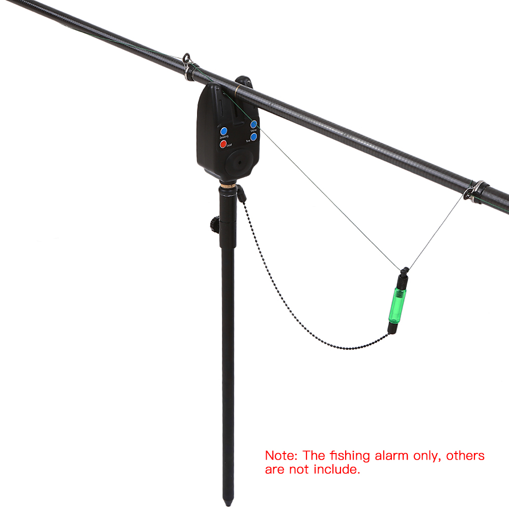 Bộ báo động mồi câu gồm 4 * báo động cắn + 4 * đầu tựa cần câu + 4 * xích đu + 4 * gậy buzz + 1 * túi đựng