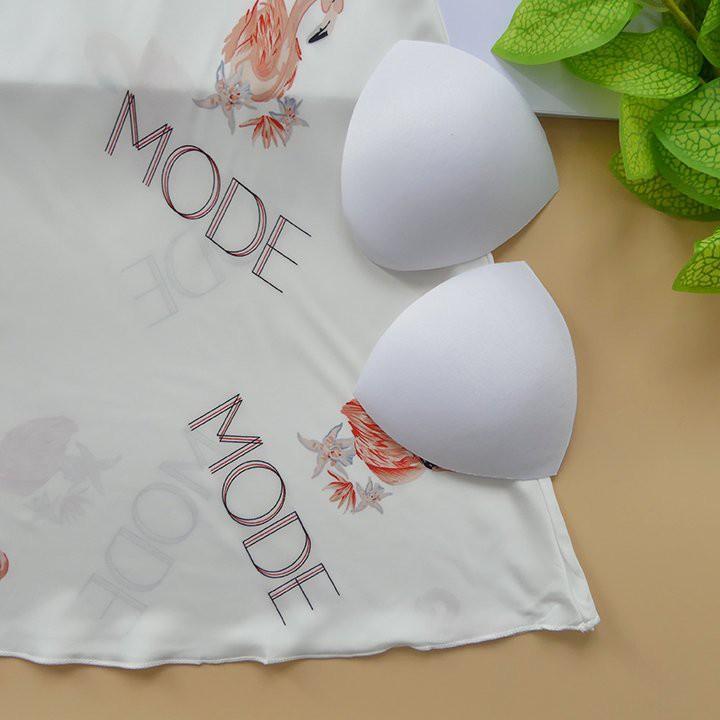 Váy ngủ lụa 2 dây hình hồng hạt xinh xắn có kèm mút ngực (màu trắng)