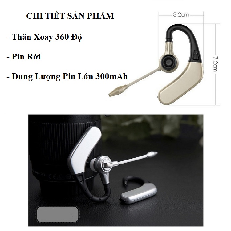 Tai Nghe Bluetooth Nhét Tai Có Mic M8 - Pin Trâu Nghe 16-18 Giờ, Có Pin Dự Trữ - Nút Tai Cao Su Chống Ồn