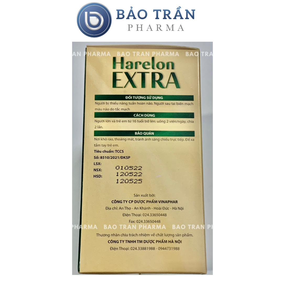 Viên uống bổ não Harelon Extra hỗ trợ tăng trí nhớ, giảm đau đầu, giảm tai biến mạch máu não