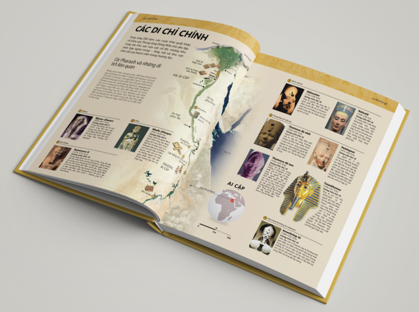 Sách Ancient Egypt - Tổng Hợp Kiến Thức Lịch Sử Của Nền Văn Minh Ai Cập - Á Châu Books, Bìa Cứng, In Màu