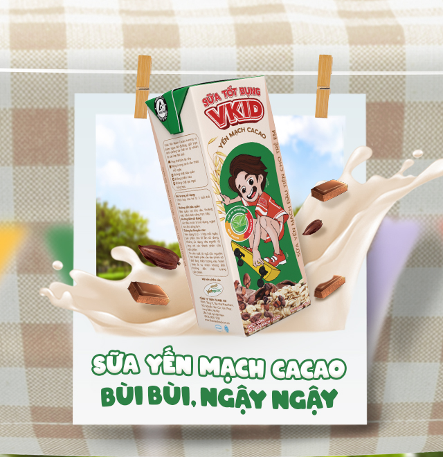 Lốc 4 Hộp Sữa Yến Mạch Vkid VIỆT NGŨ CỐC Cho Bé Thơm Ngon Hương Vị Cacao 110ml/Hộp