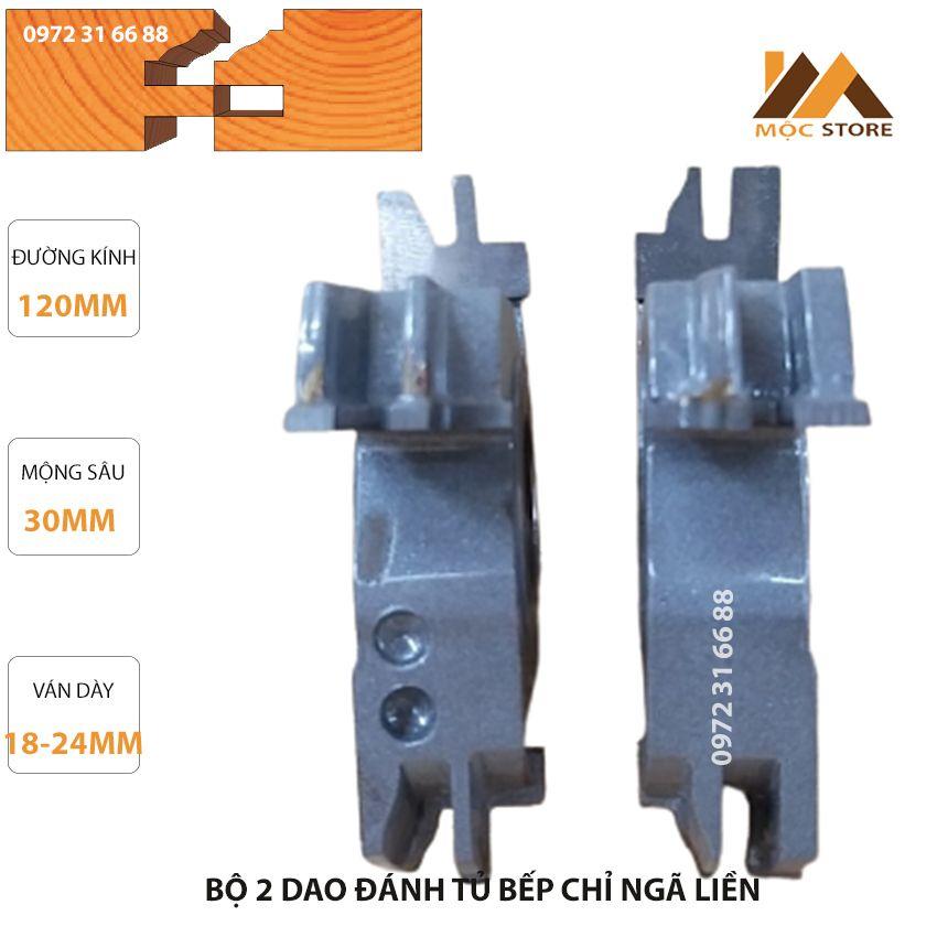 MŨI SOI GỖ ĐÁNH TỦ BẾP- BỘ 2 MŨI PHAY LIỀN ĐÁNH TỦ BẾP CHỈ NGÃ PHI 120MM - TRỤC 25.4MM -30MM