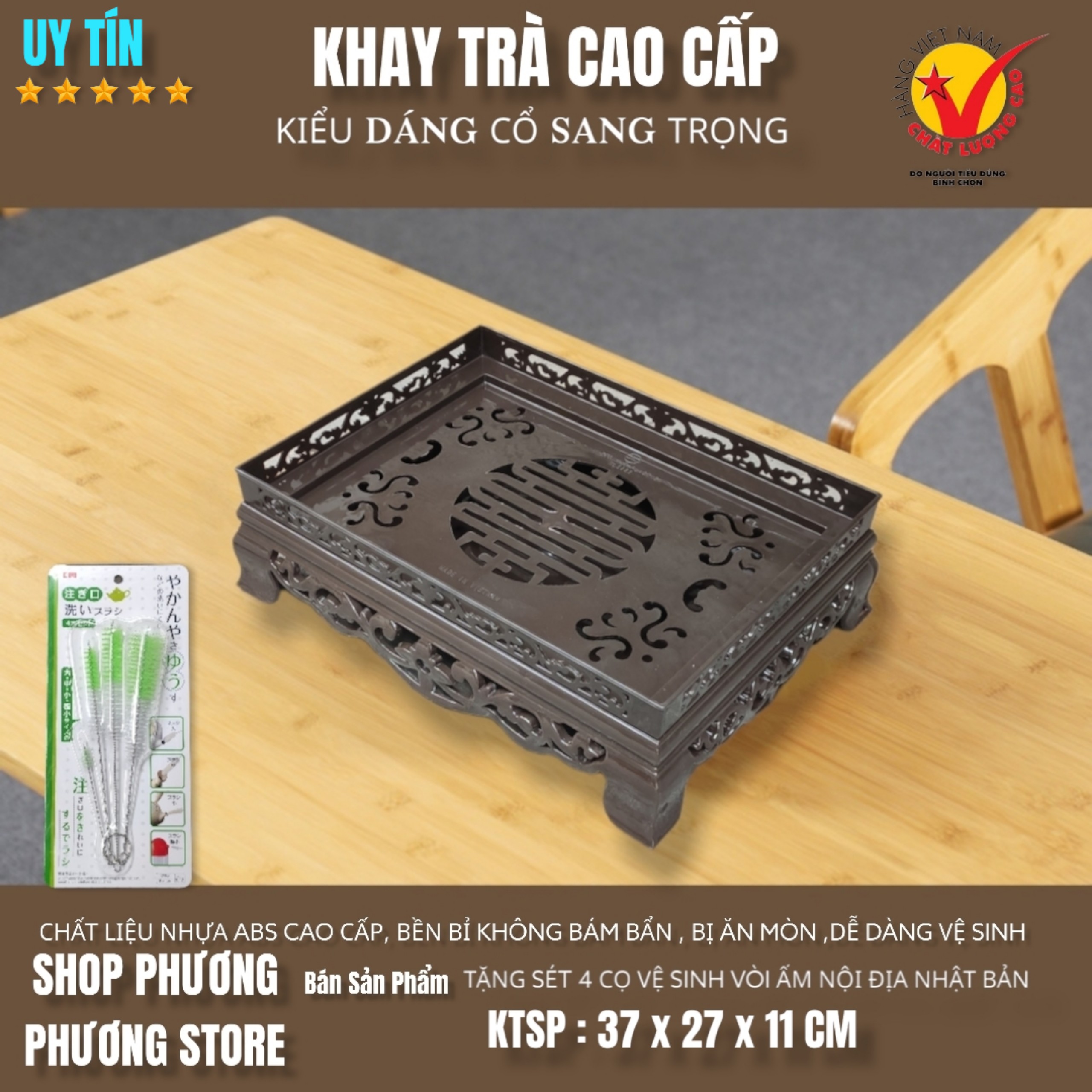 KHAY TRÀ KIỂU DÁNG CỔ SANG TRỌNG CÓ KHAY HỨNG NƯỚC